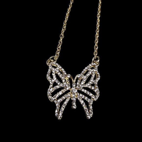 Amrita Singh Women's Gold Plated Crystal Butterfly Pendant Necklace NWT - Picture 2 of 4